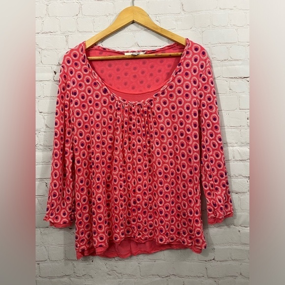 Boden Pink Purple Geometric Circle Womens Plus Size 14 Soft Double Layer Top - Picture 1 of 8